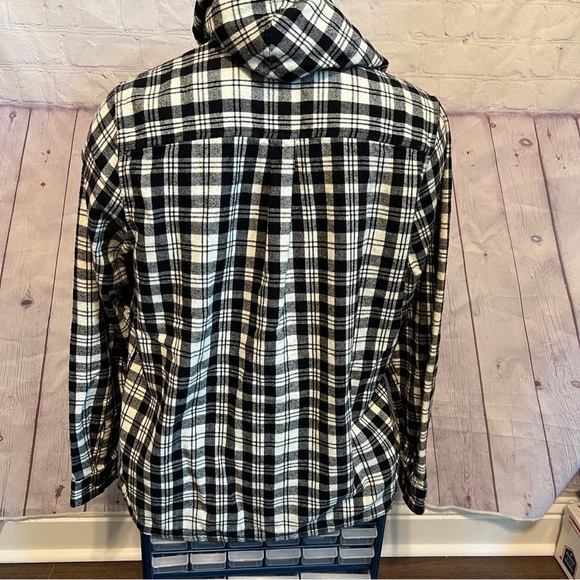 LL Bean Unisex Relaxed Fit Full Zip Flannel Plaid Hooded Jacket Size Medium - Picture 8 of 15